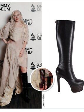 GUCCI ANGEL PLATFORM LEATHER KNEE HIGH BOOTS NEW